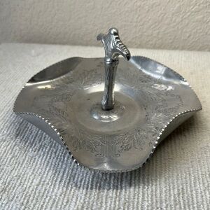 Hand Wrought Aluminum Dish With Handle